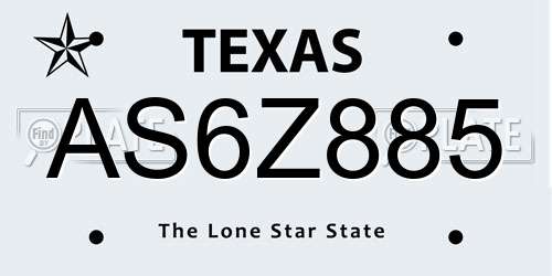 AS6Z885 Texas License Plate