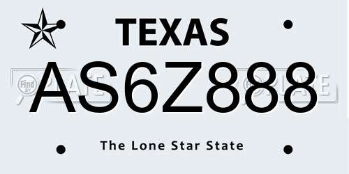 AS6Z888 Texas License Plate