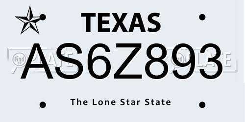 AS6Z893 Texas License Plate