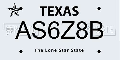 AS6Z8B Texas License Plate