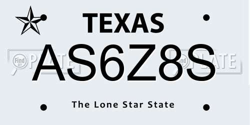 AS6Z8S Texas License Plate