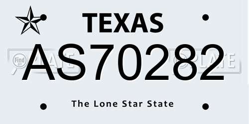 AS70282 Texas License Plate