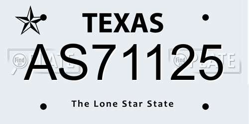AS71125 Texas License Plate