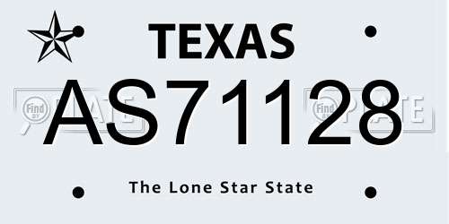 AS71128 Texas License Plate