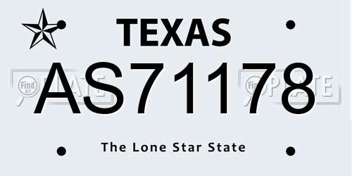 AS71178 Texas License Plate
