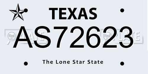 AS72623 Texas License Plate