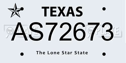 AS72673 Texas License Plate