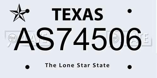 AS74506 Texas License Plate