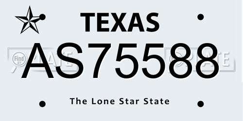 AS75588 Texas License Plate