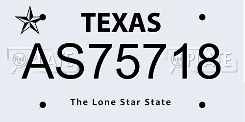 AS75718 Texas License Plate