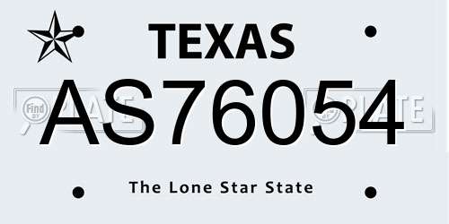 AS76054 Texas License Plate