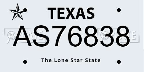 AS76838 Texas License Plate