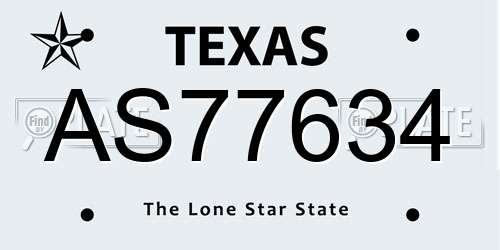 AS77634 Texas License Plate