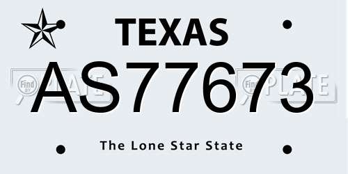 AS77673 Texas License Plate