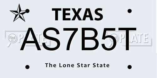 AS7B5T Texas License Plate