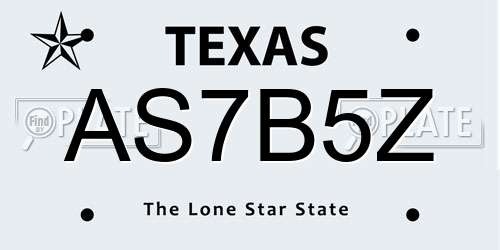 AS7B5Z Texas License Plate