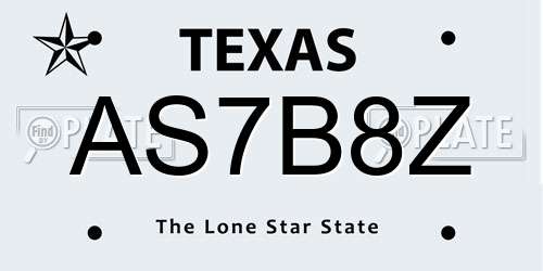 AS7B8Z Texas License Plate