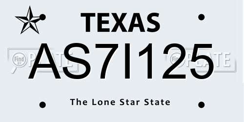 AS7I125 Texas License Plate