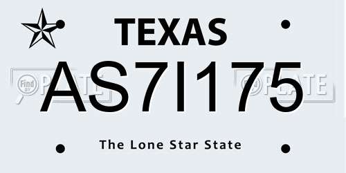 AS7I175 Texas License Plate