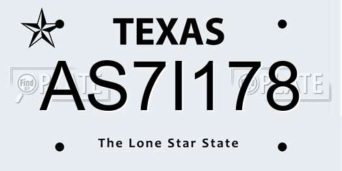 AS7I178 Texas License Plate