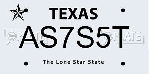 AS7S5T Texas License Plate