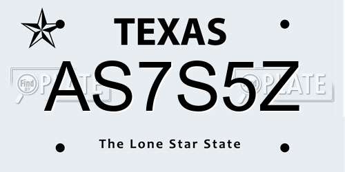 AS7S5Z Texas License Plate