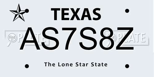 AS7S8Z Texas License Plate