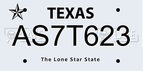 AS7T623 Texas License Plate