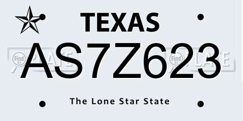 AS7Z623 Texas License Plate