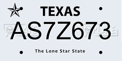 AS7Z673 Texas License Plate