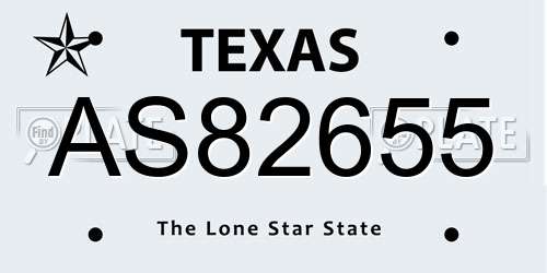 AS82655 Texas License Plate