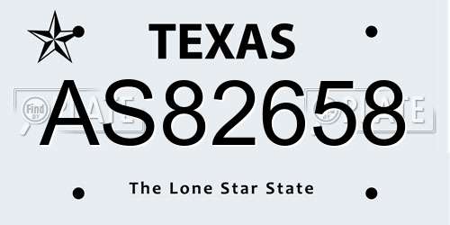 AS82658 Texas License Plate