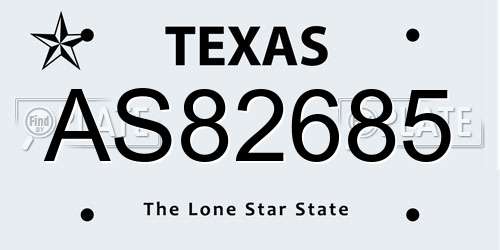 AS82685 Texas License Plate