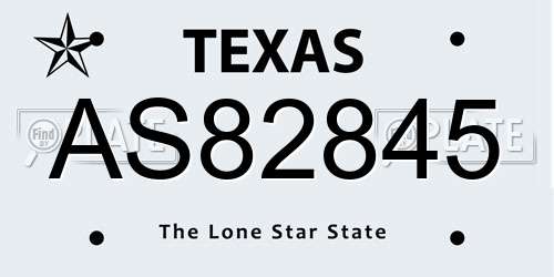 AS82845 Texas License Plate