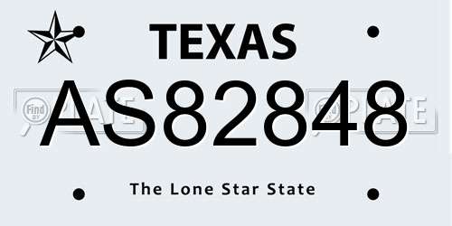 AS82848 Texas License Plate