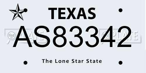 AS83342 Texas License Plate