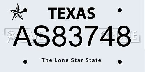 AS83748 Texas License Plate