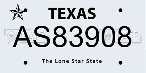 AS83908 Texas License Plate