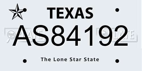 AS84192 Texas License Plate