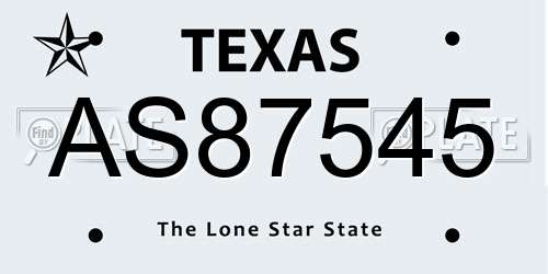 AS87545 Texas License Plate