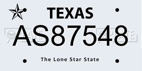 AS87548 Texas License Plate