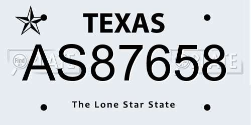 AS87658 Texas License Plate