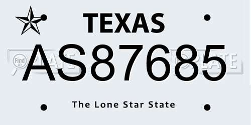 AS87685 Texas License Plate