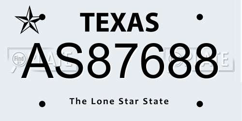 AS87688 Texas License Plate