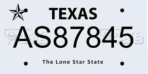 AS87845 Texas License Plate