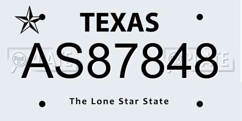 AS87848 Texas License Plate
