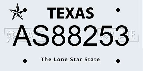 AS88253 Texas License Plate