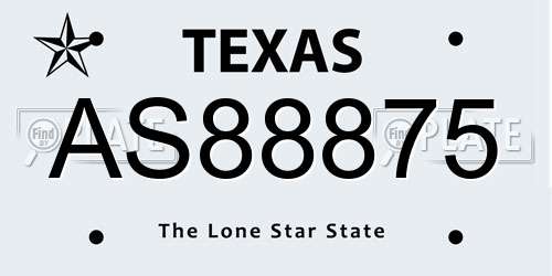 AS88875 Texas License Plate
