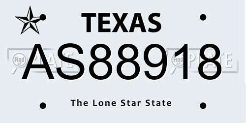 AS88918 Texas License Plate