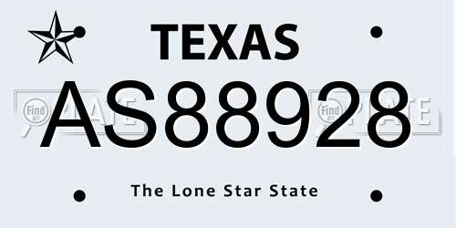 AS88928 Texas License Plate